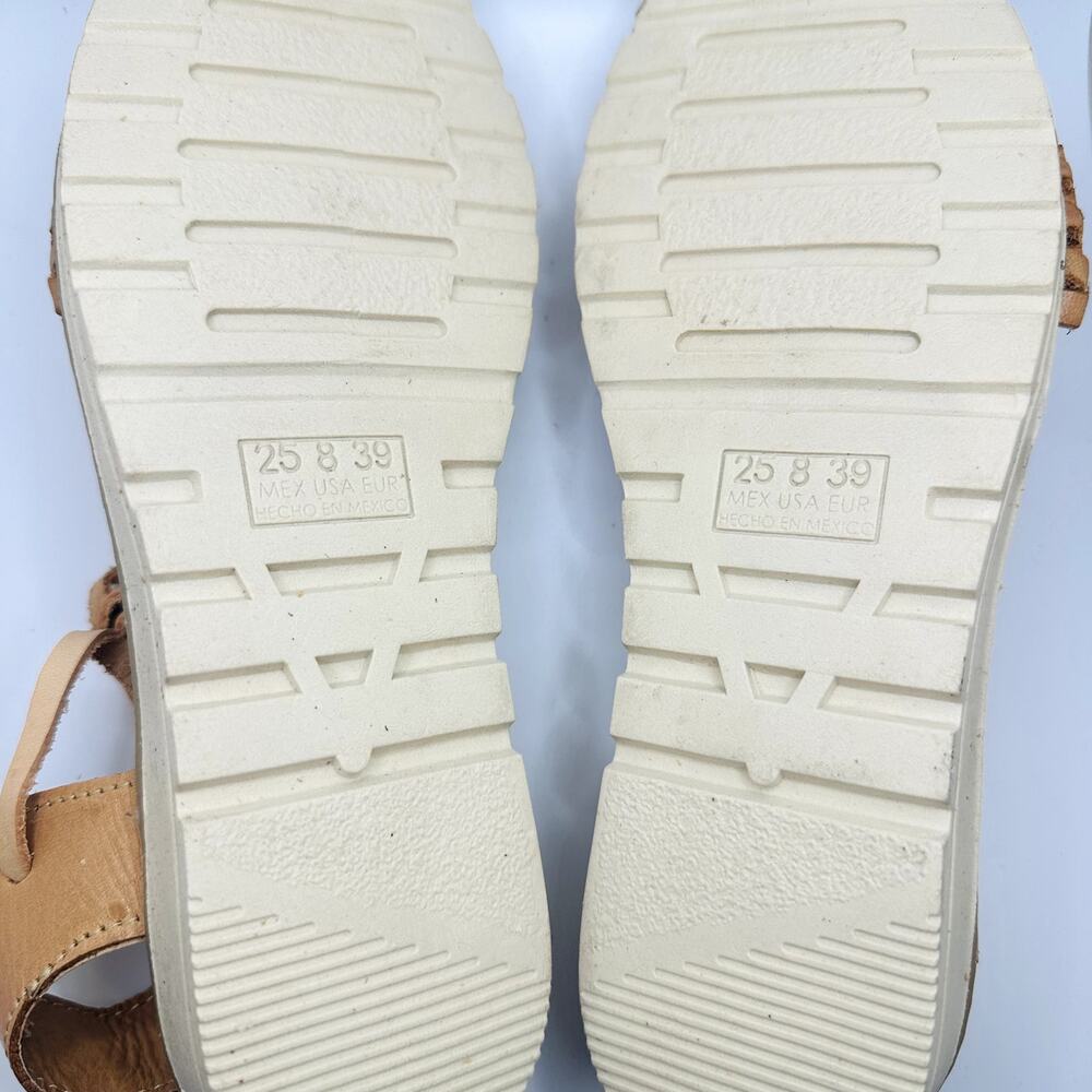 Los Carnales Sun Flower Leather Wrap Shoes Size 8 - Picture 5 of 5